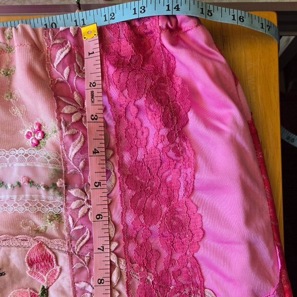 Romantic Vintage-Inspired Cherry Blossom Pink Skirt Embroidered Rose Skirt Retro - Picture 12 of 16